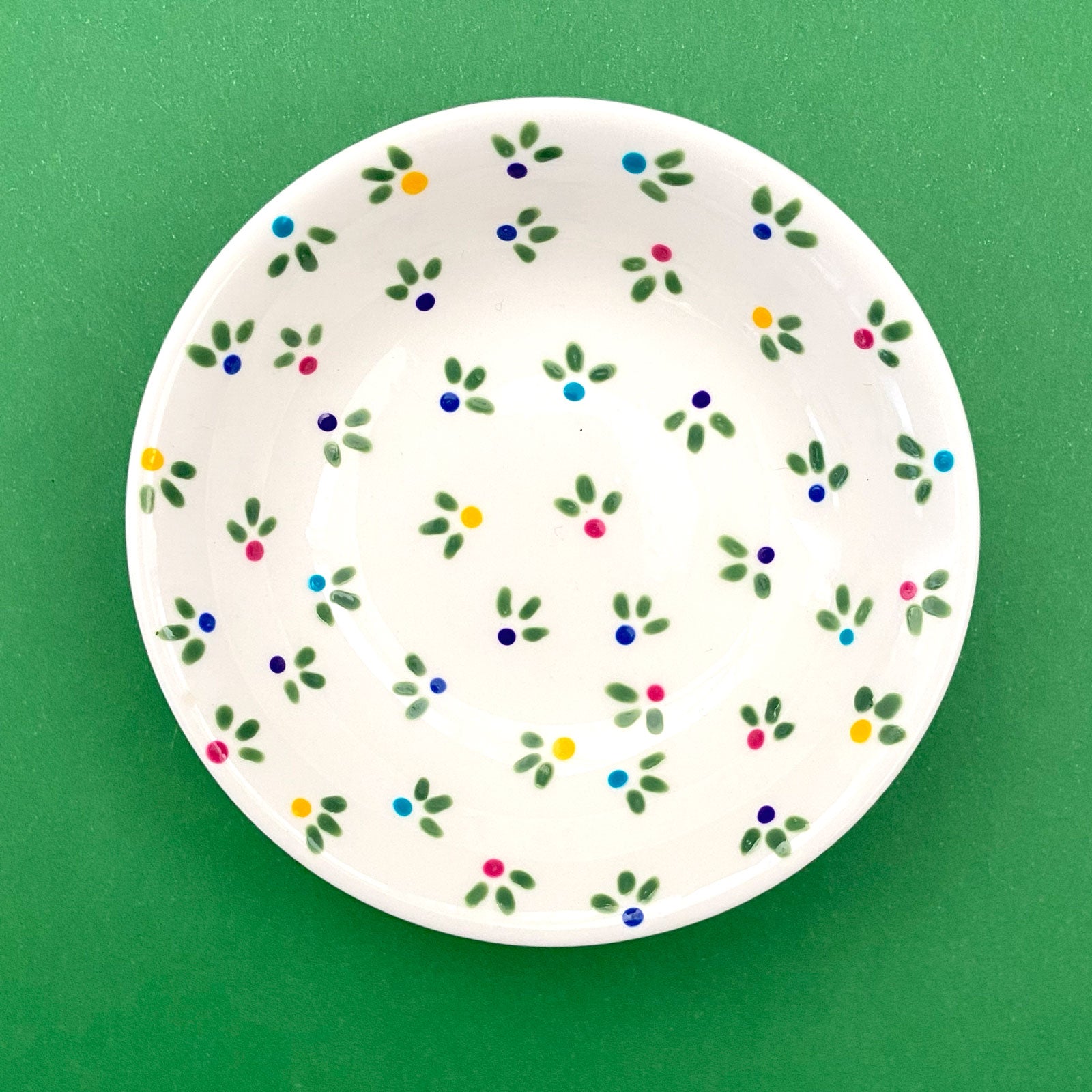 Little Flower Buds - Hand Painted Porcelain Round Bowl