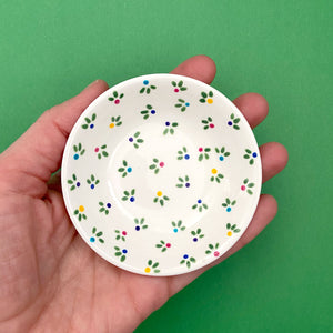 Little Flower Buds - Hand Painted Porcelain Round Bowl