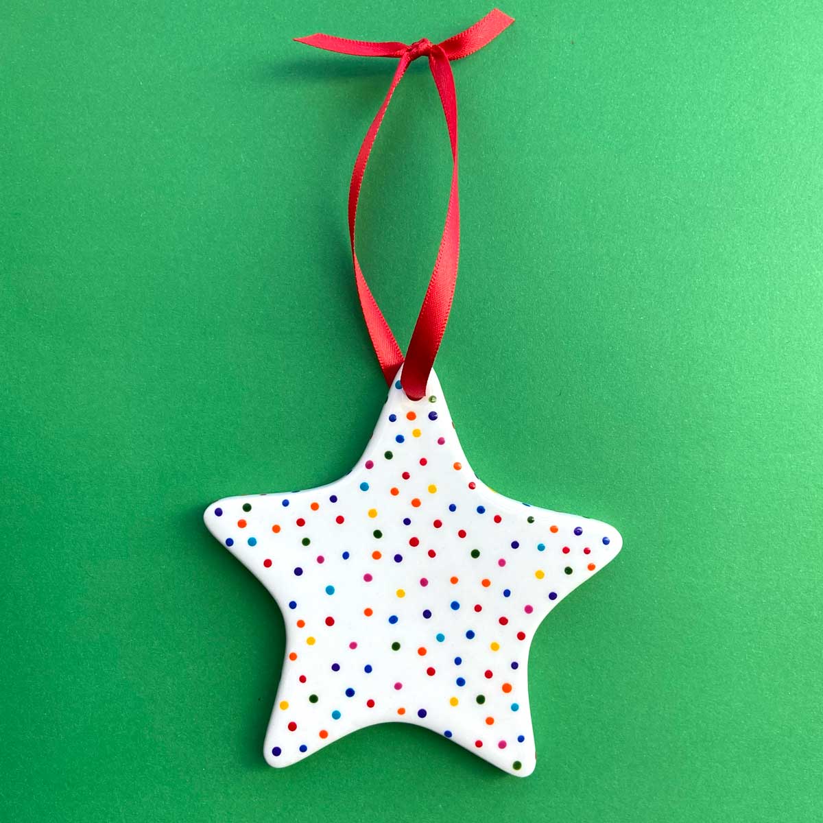 Rainbow Dot - Hand Painted Star Ornament