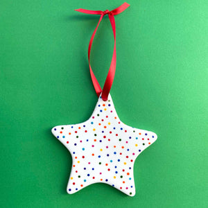 Rainbow Dot - Hand Painted Star Ornament