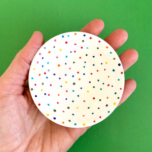 Rainbow Dots All Over 6 - Hand Painted Porcelain Round Bowl