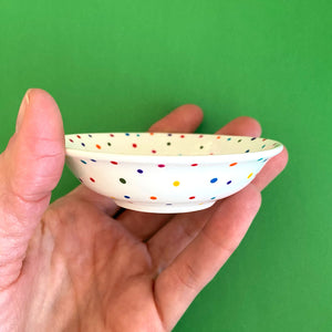 Rainbow Dots All Over 6 - Hand Painted Porcelain Round Bowl