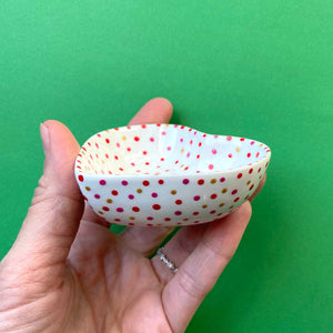 Red Purple Gold Dot 8 - Hand Painted Porcelain Heart Bowl