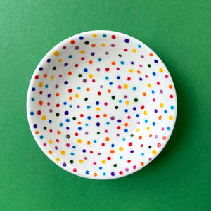 Rainbow Dot 9 - Hand Painted Porcelain Round Bowl