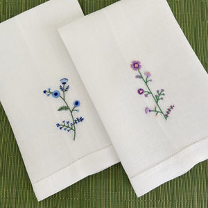 Embroidered Guest Towel - Purple Floral Motif 2
