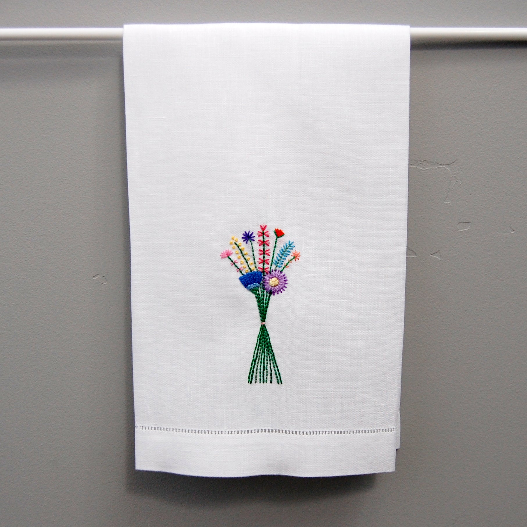 Happy Cactus Designs Hand Embroidered Floral Hand Towel • Image and Design Copyright Happy Cactus Designs LLC