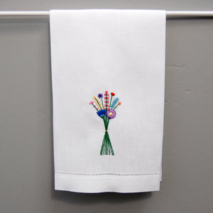 Happy Cactus Designs Hand Embroidered Floral Hand Towel • Image and Design Copyright Happy Cactus Designs LLC