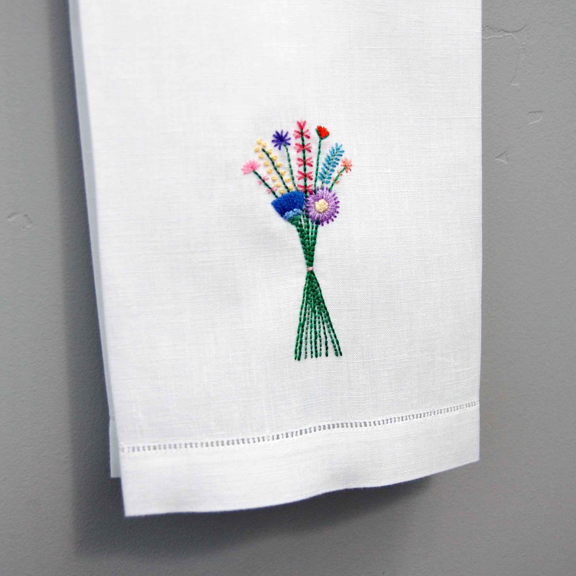 Happy Cactus Designs Hand Embroidered Floral Hand Towel • Image and Design Copyright Happy Cactus Designs LLC