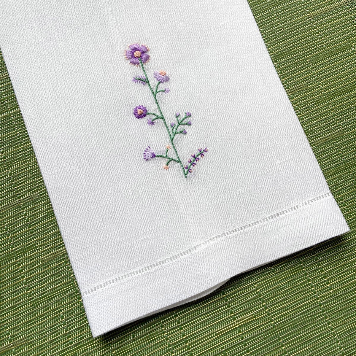 Happy Cactus Designs Hand Embroidered Guest Towel • Image and Design Copyright Happy Cactus Designs LLC