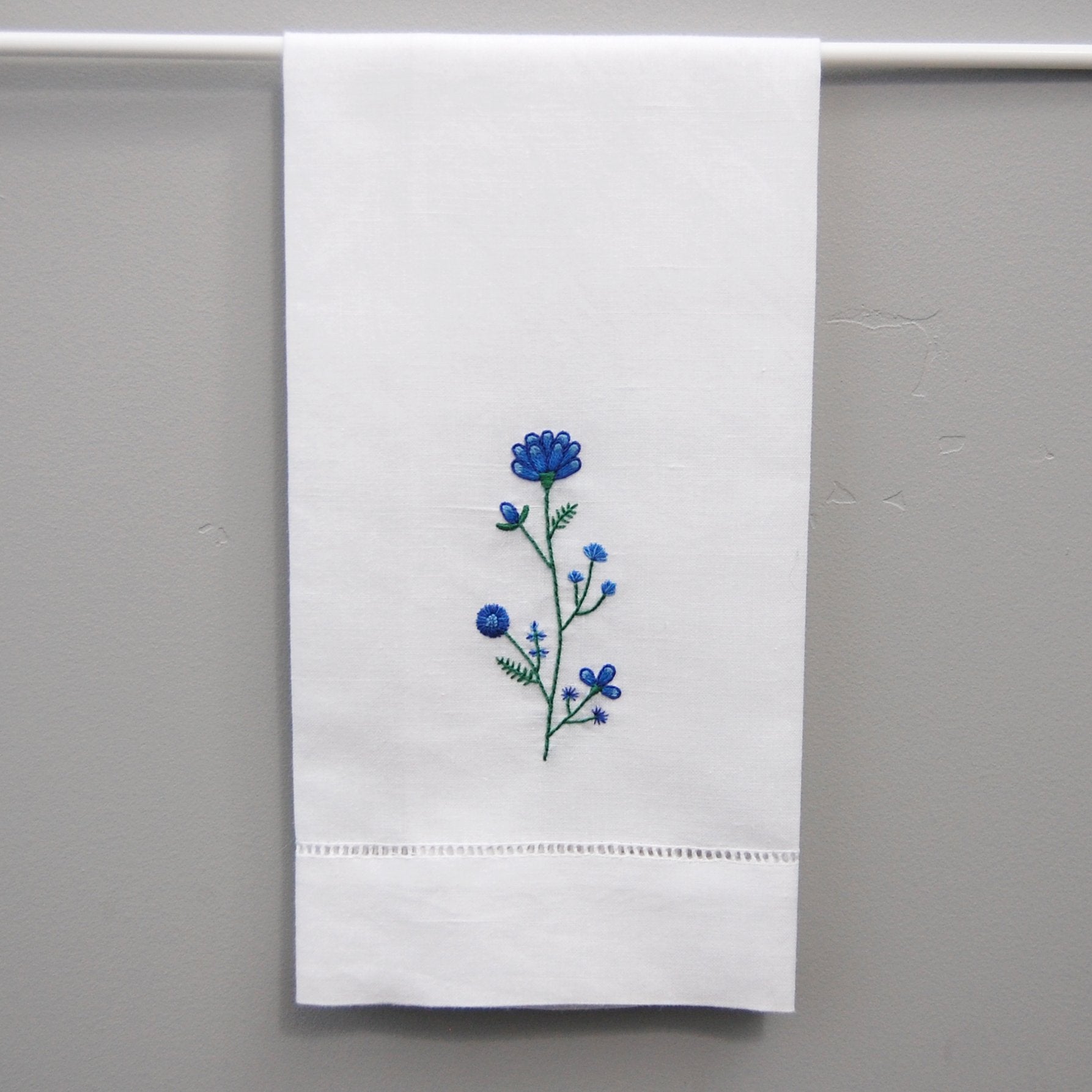 Happy Cactus Designs Hand Embroidered Floral Hand Towel • Image and Design Copyright Happy Cactus Designs LLC