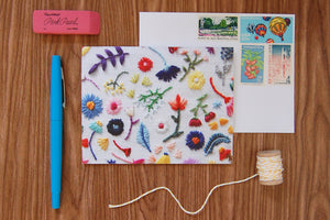 Happy Cactus Designs Hand Embroidered Photo Stationery - Rainbow Flowers