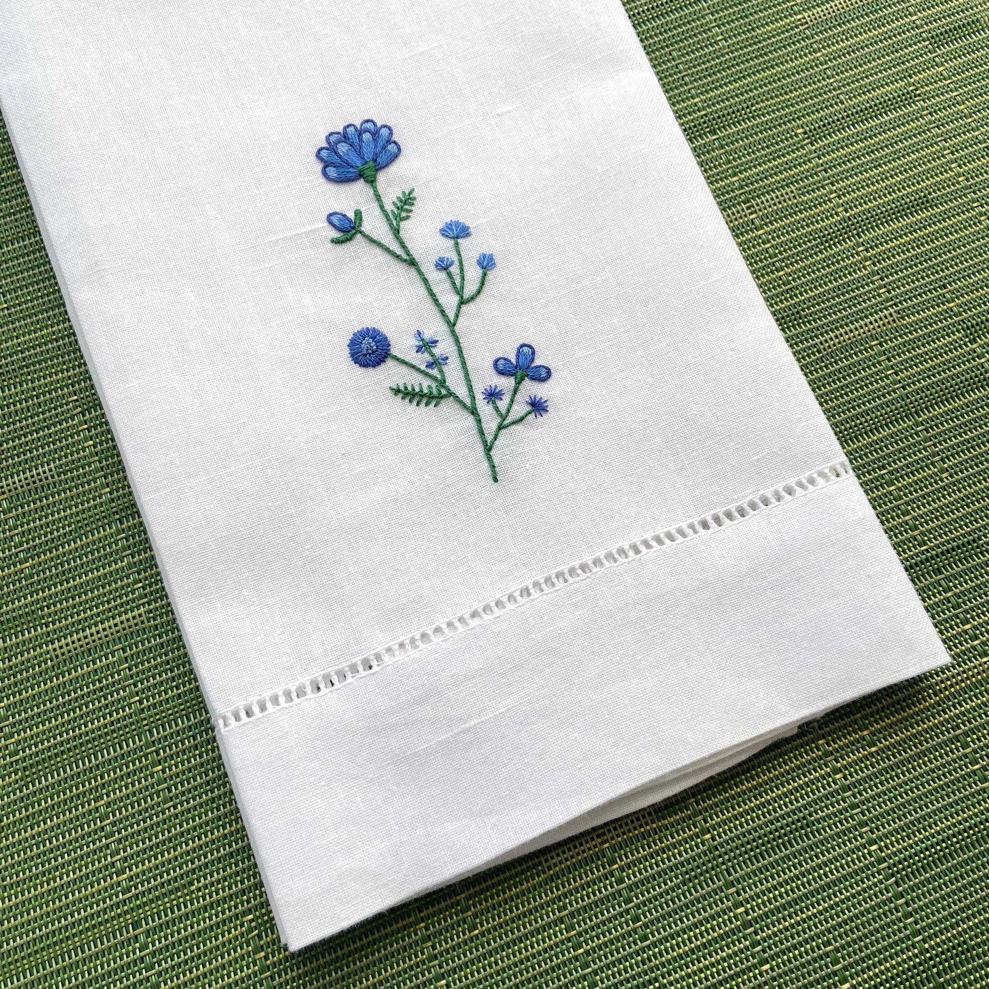 Happy Cactus Designs Hand Embroidered Floral Hand Towel • Image and Design Copyright Happy Cactus Designs LLC