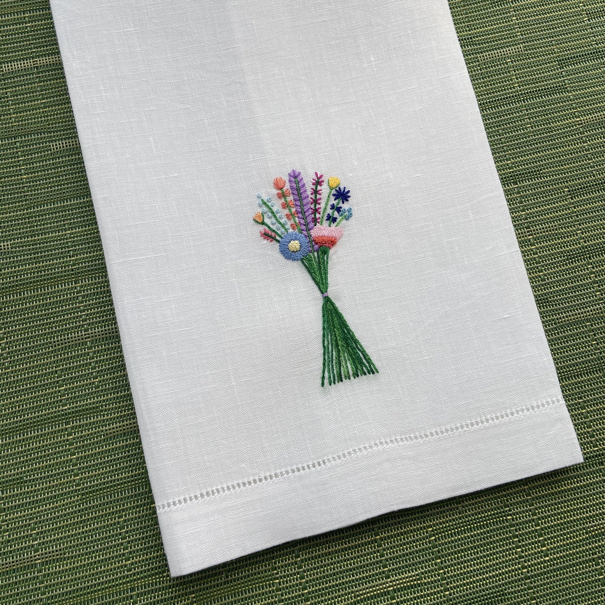 Happy Cactus Designs Hand Embroidered Guest Towel • Design and Image Copyright Happy Cactus Designs