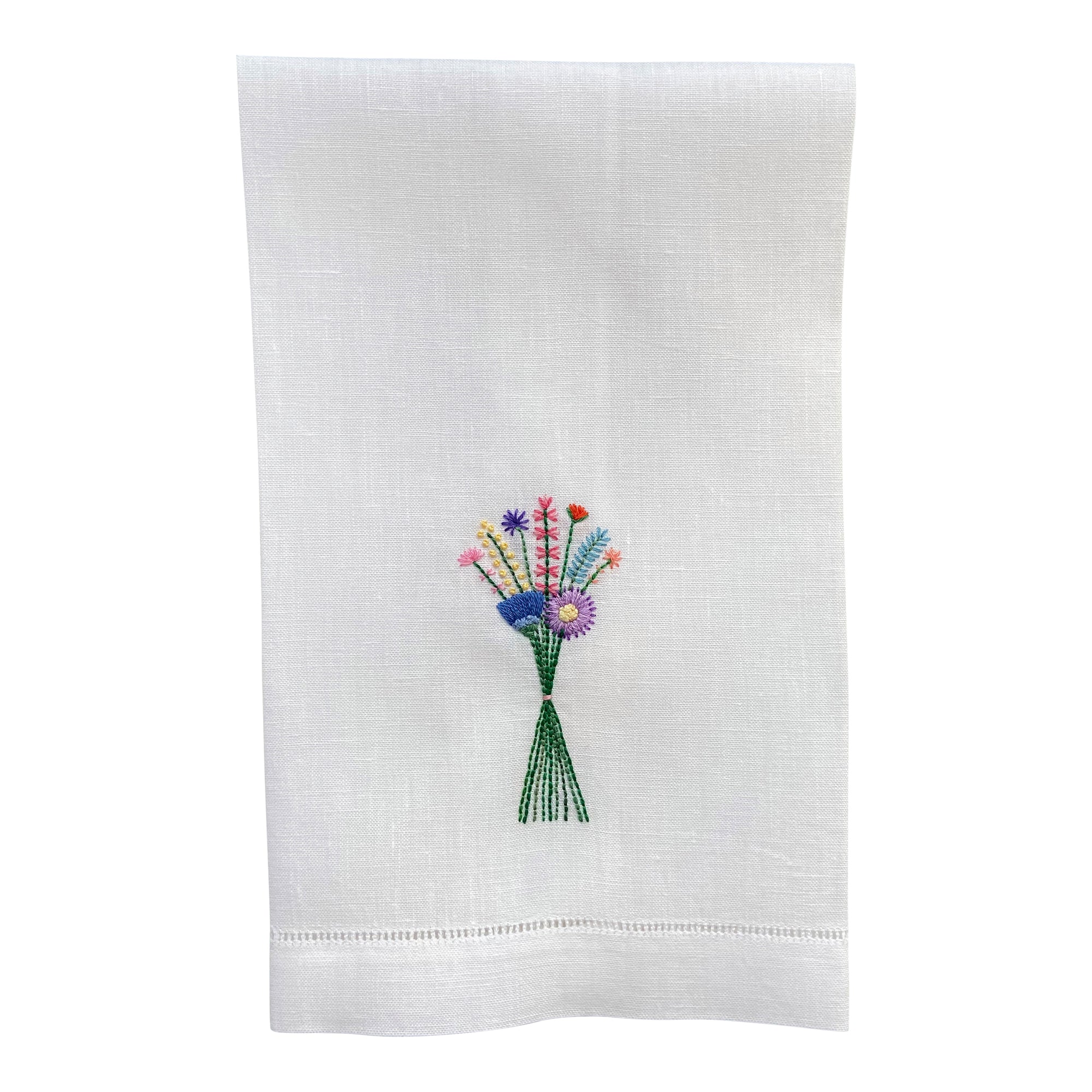 Happy Cactus Designs Hand Embroidered Floral Hand Towel • Image and Design Copyright Happy Cactus Designs LLC