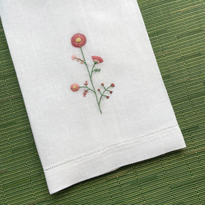 Happy Cactus Designs Hand Embroidered Floral Hand Towel • Image and Design Copyright Happy Cactus Designs LLC