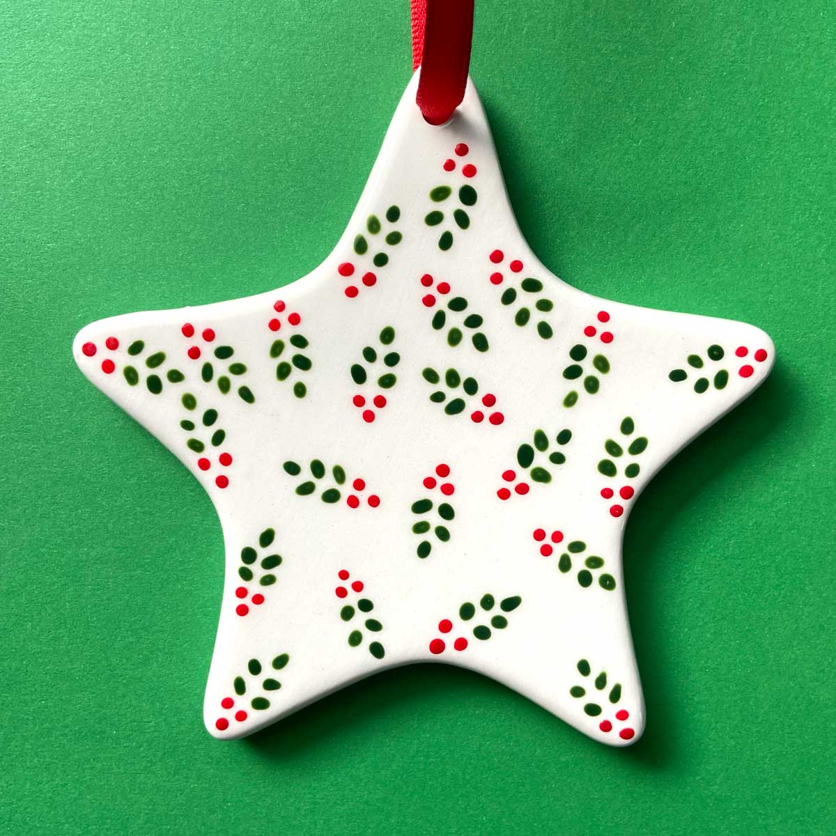 Holly - Hand Painted Star Ornament