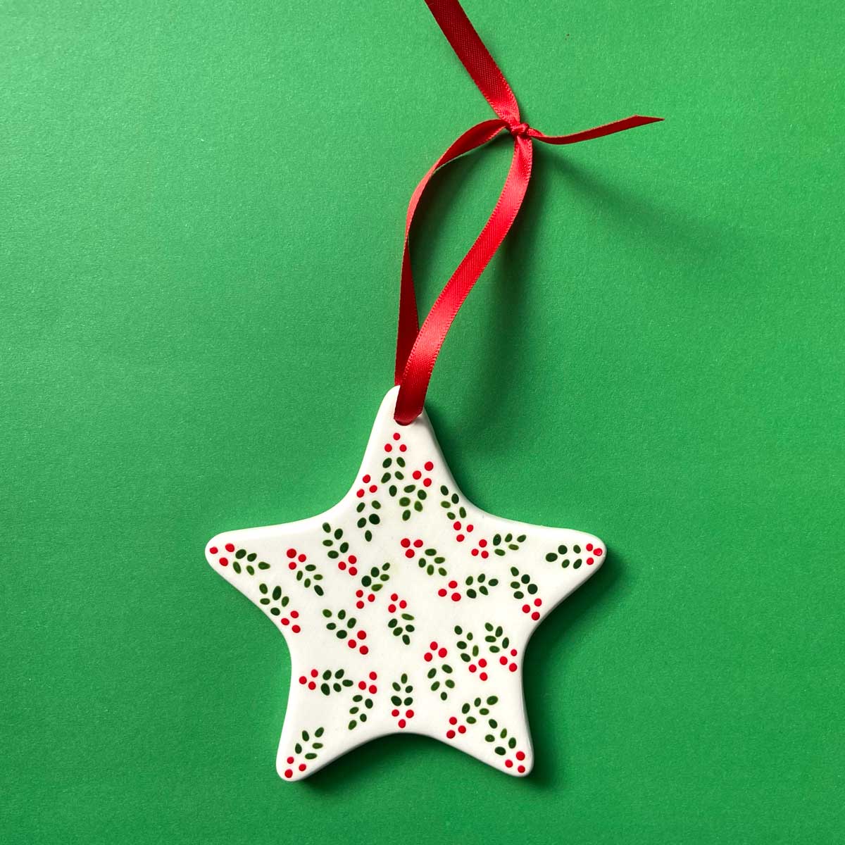 Holly - Hand Painted Star Ornament