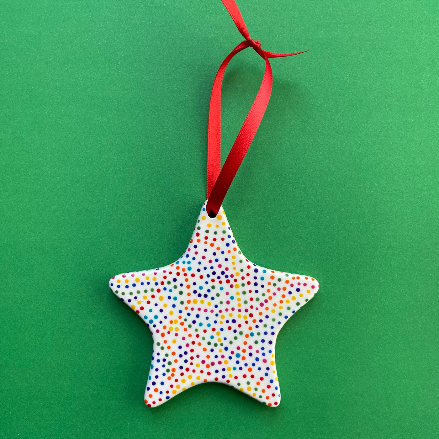 Rainbow Dot 1 - Hand Painted Star Ornament