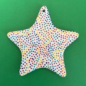 Rainbow Dot 1 - Hand Painted Star Ornament