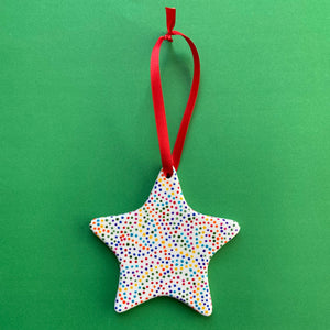 Rainbow Dot 3 - Hand Painted Star Ornament