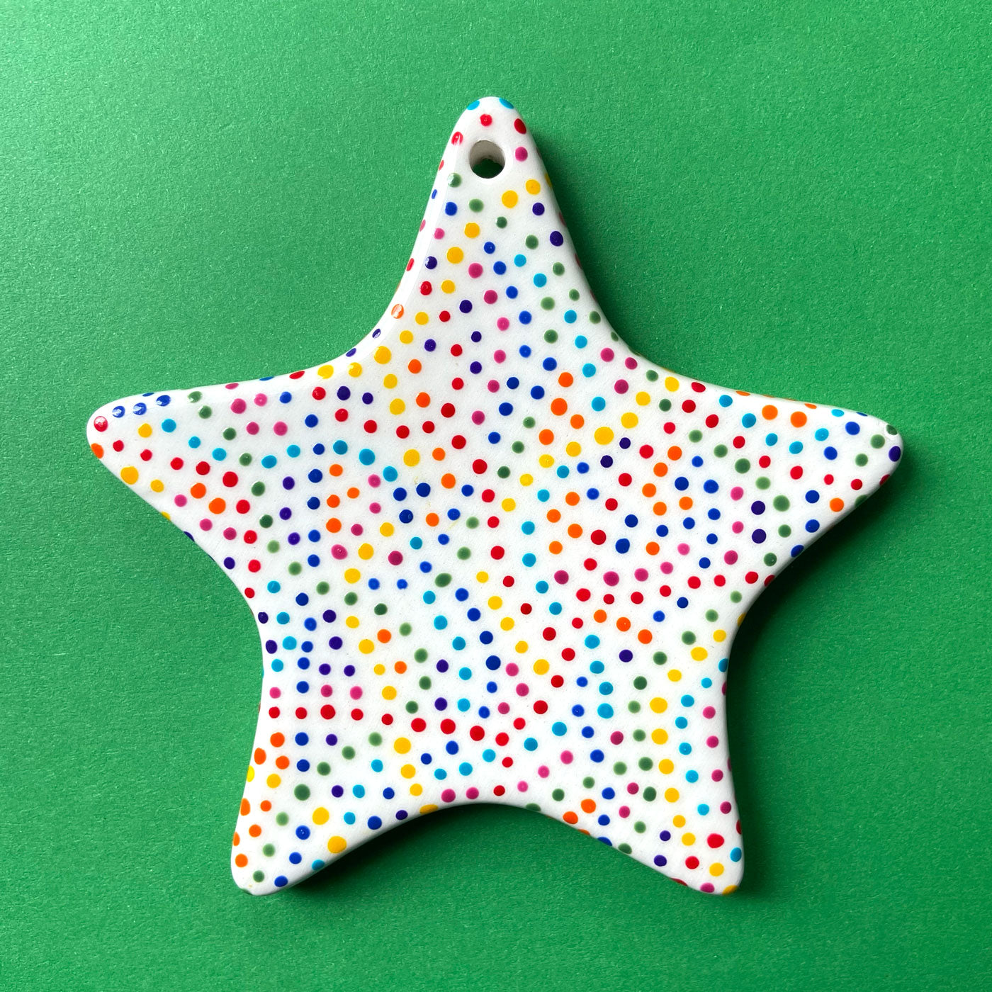 Rainbow Dot 3 - Hand Painted Star Ornament