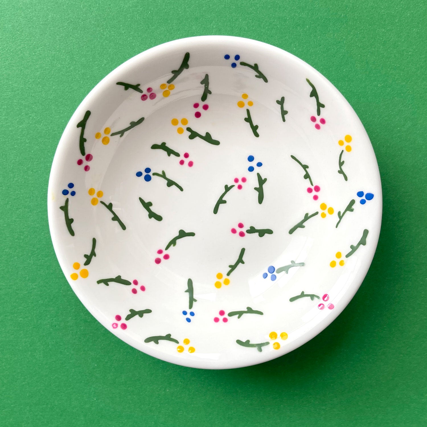 Little Blooms (Pink, Yellow, Blue) - Hand Painted Porcelain Round Bowl