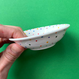 Rainbow Dot All Over 15 - Hand Painted Porcelain Round Bowl