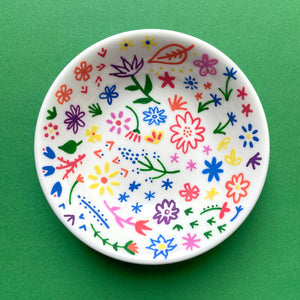 Rainbow Flowers 18 - Hand Painted Porcelain Round Bowl