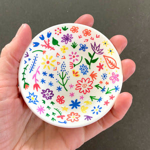 Rainbow Flowers 18 - Hand Painted Porcelain Round Bowl