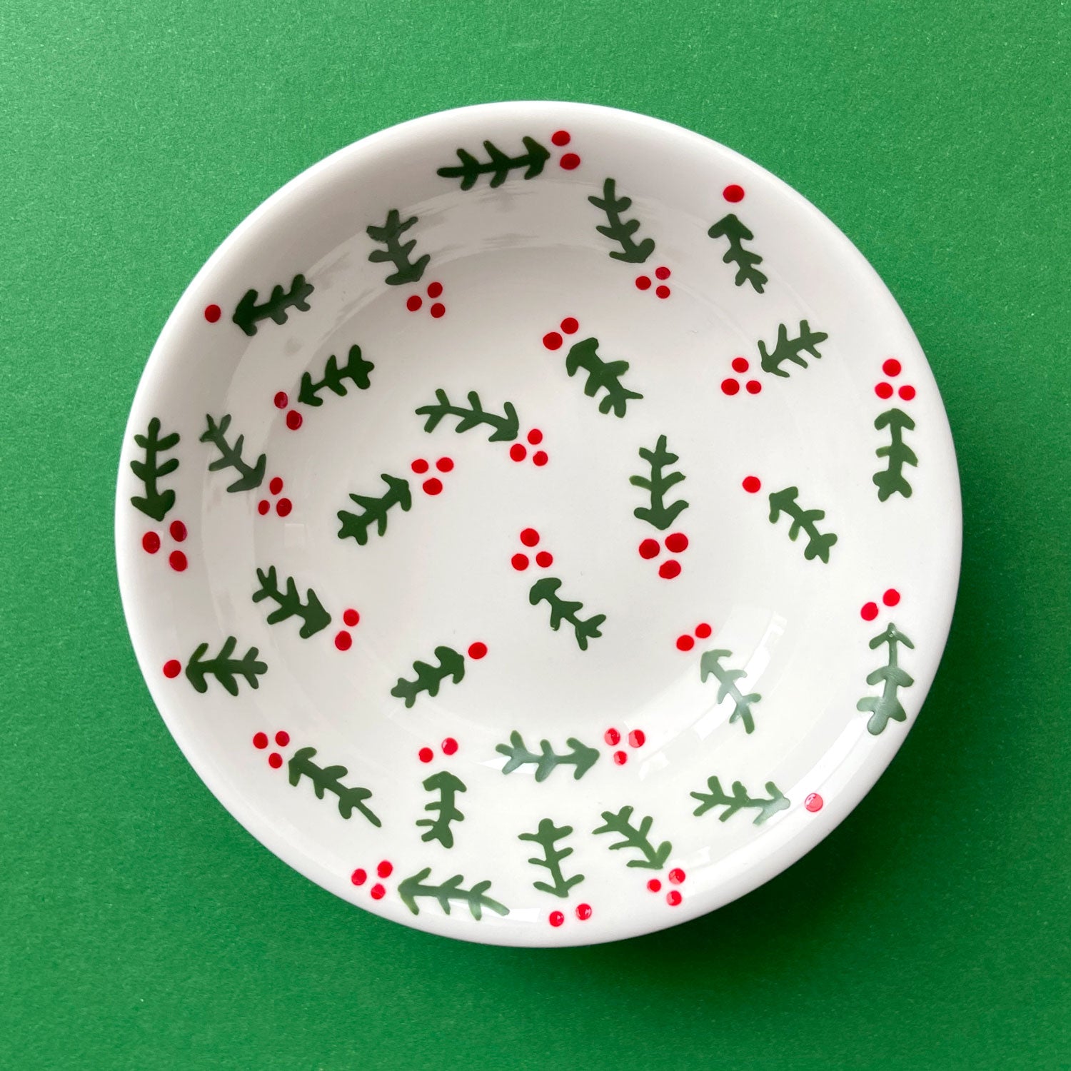 Holly - Hand Painted Porcelain Round Bowl