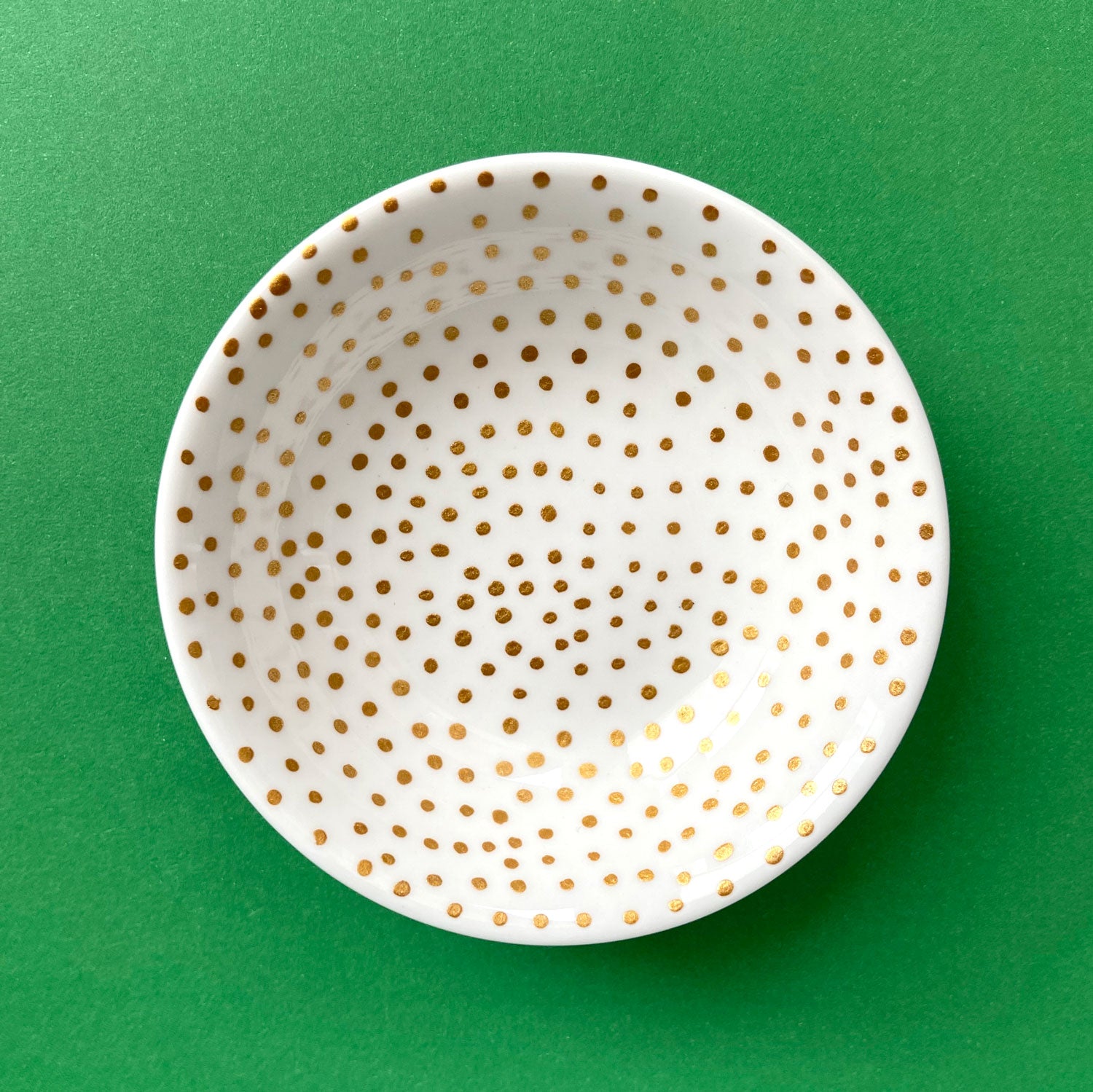 Gold Dots All Over - Hand Painted Porcelain Round Bowl