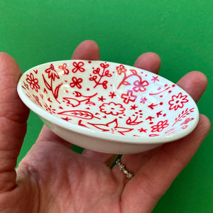 Red Floral - Hand Painted Porcelain Round Bowl