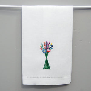 Happy Cactus Designs Hand Embroidered Floral Hand Towel • Image and Design Copyright Happy Cactus Designs LLC