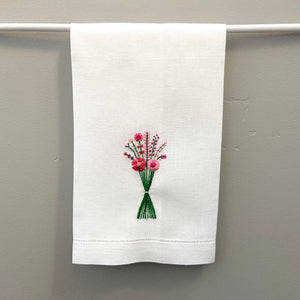 Happy Cactus Designs Hand Embroidered Guest Towel • Image and Design Copyright Happy Cactus Designs