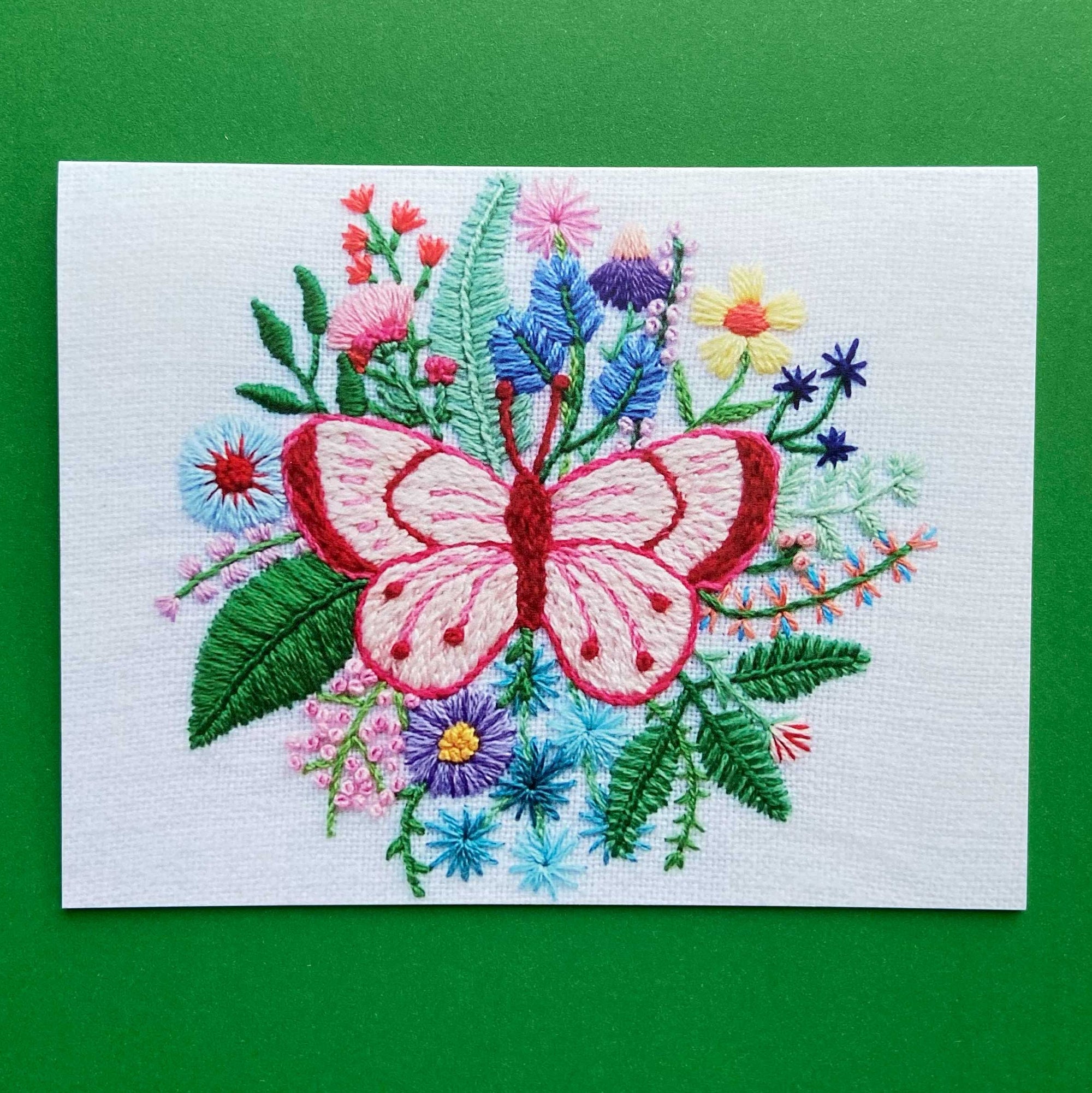 Happy Cactus Designs Hand Embroidered Photo Stationery - Butterfly