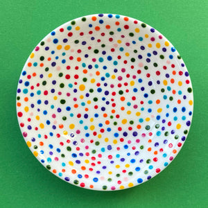 Rainbow Dot 2 - Hand Painted Porcelain Round Bowl