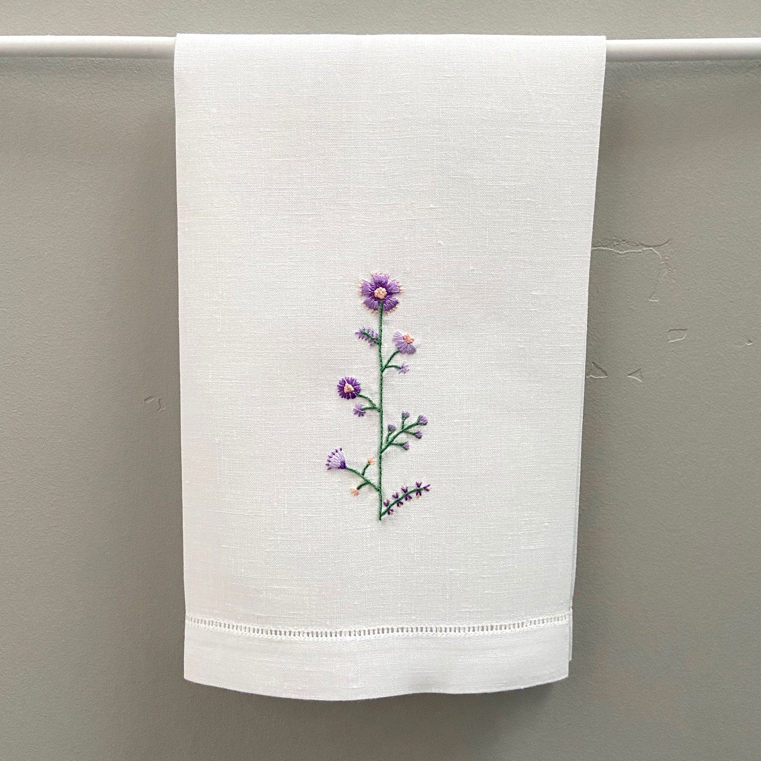 Happy Cactus Designs Hand Embroidered Guest Towel • Image and Design Copyright Happy Cactus Designs LLC