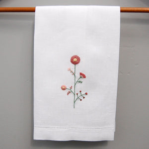 Happy Cactus Designs Hand Embroidered Floral Hand Towel • Image and Design Copyright Happy Cactus Designs LLC