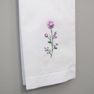 Embroidered Guest Towel - Purple Floral Motif