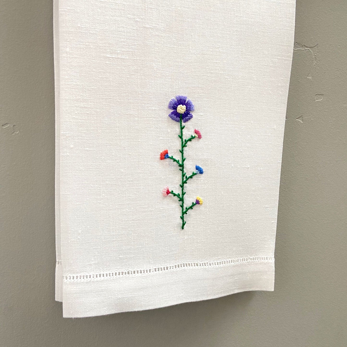 Happy Cactus Designs Hand Embroidered Guest Towel • Image and Design Copyright Happy Cactus Designs LLC