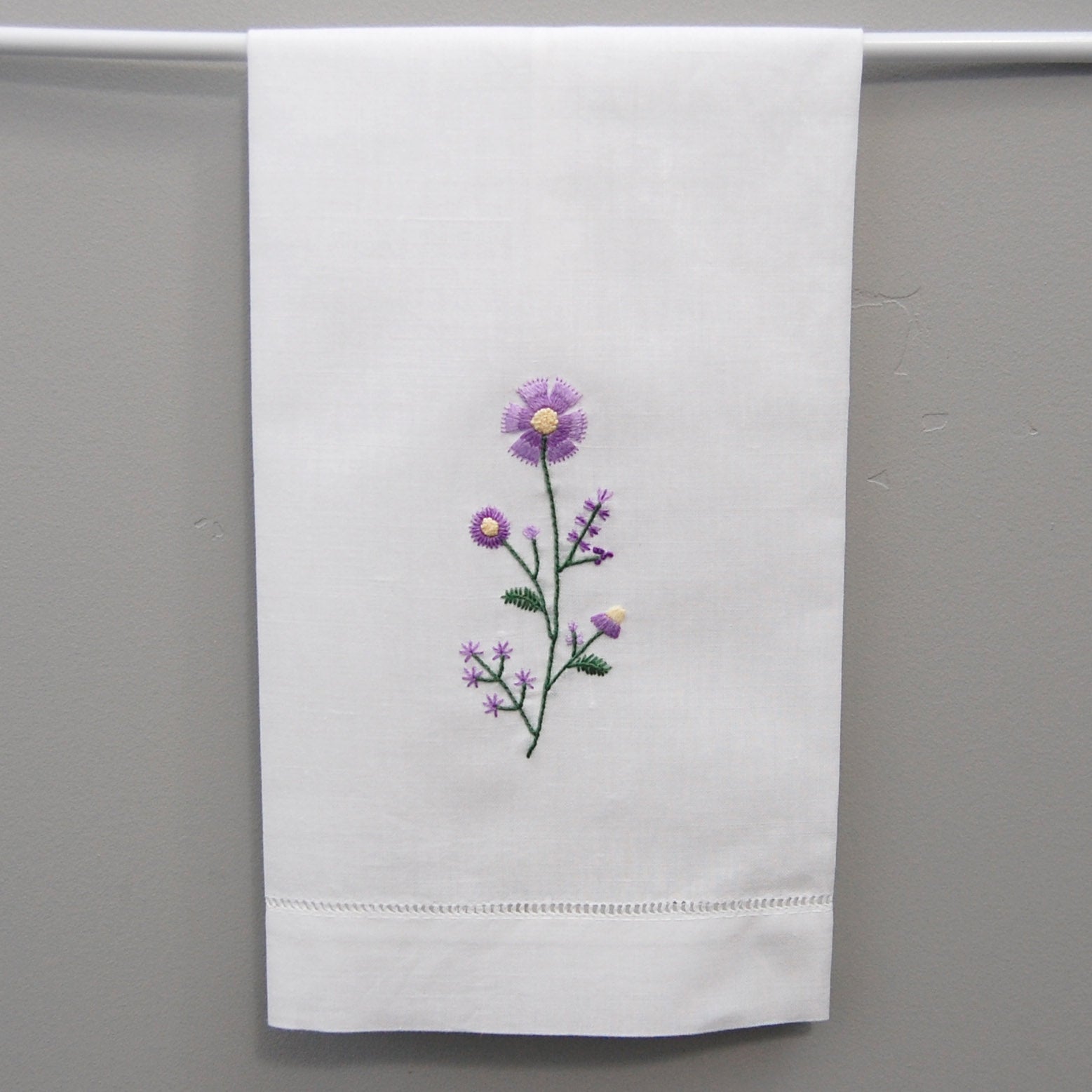 Embroidered Guest Towel - Purple Floral Motif