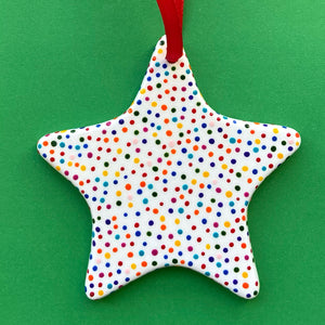 Rainbow Dot 2 Hand Painted Star Ornament