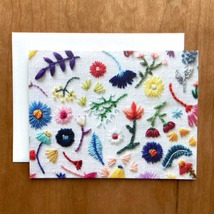 Hand Embroidered Photo Stationery - Rainbow Flowers