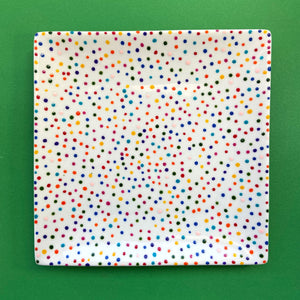 Rainbow Dot - Hand Painted Porcelain Square Plate