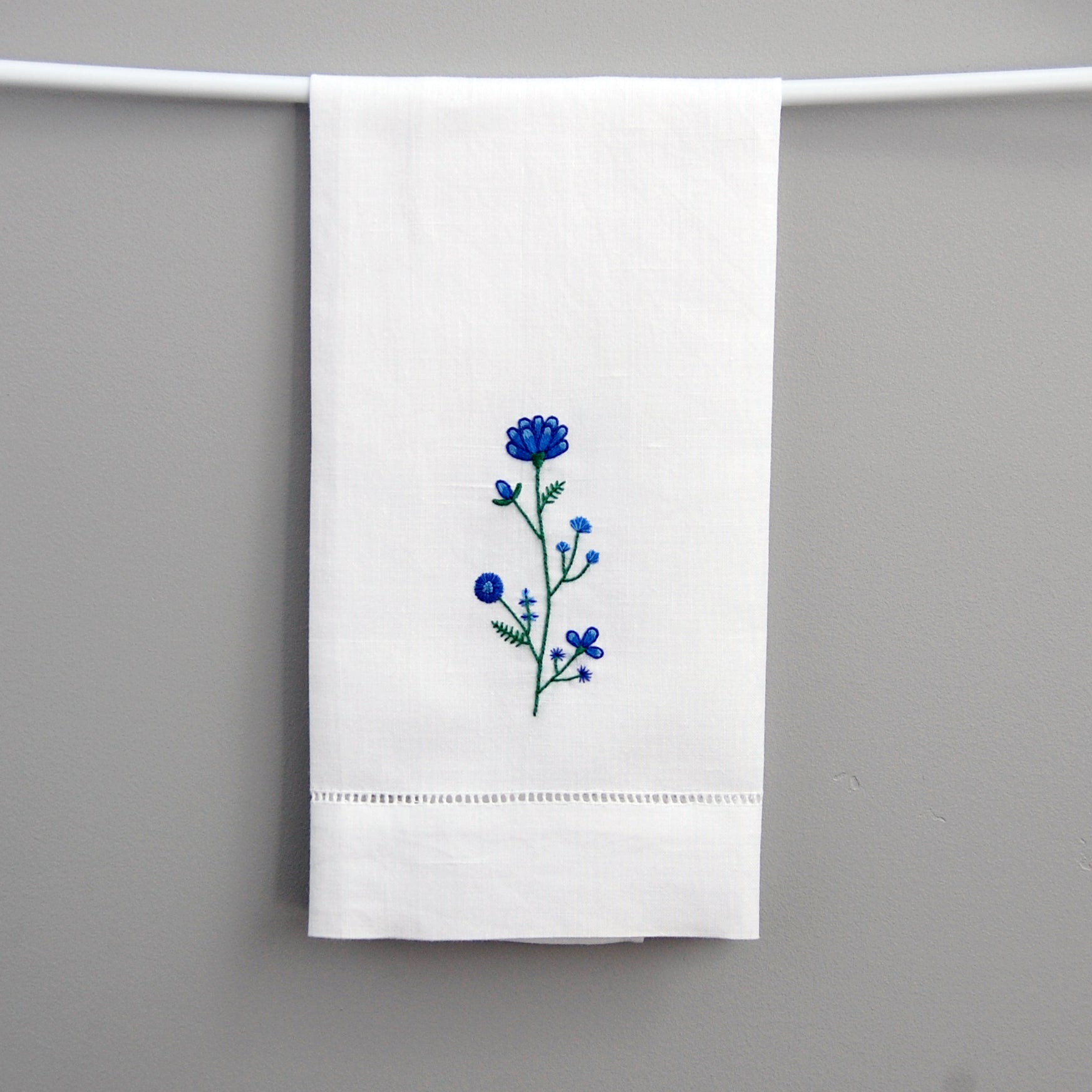 Happy Cactus Designs Hand Embroidered Floral Hand Towel • Image and Design Copyright Happy Cactus Designs LLC