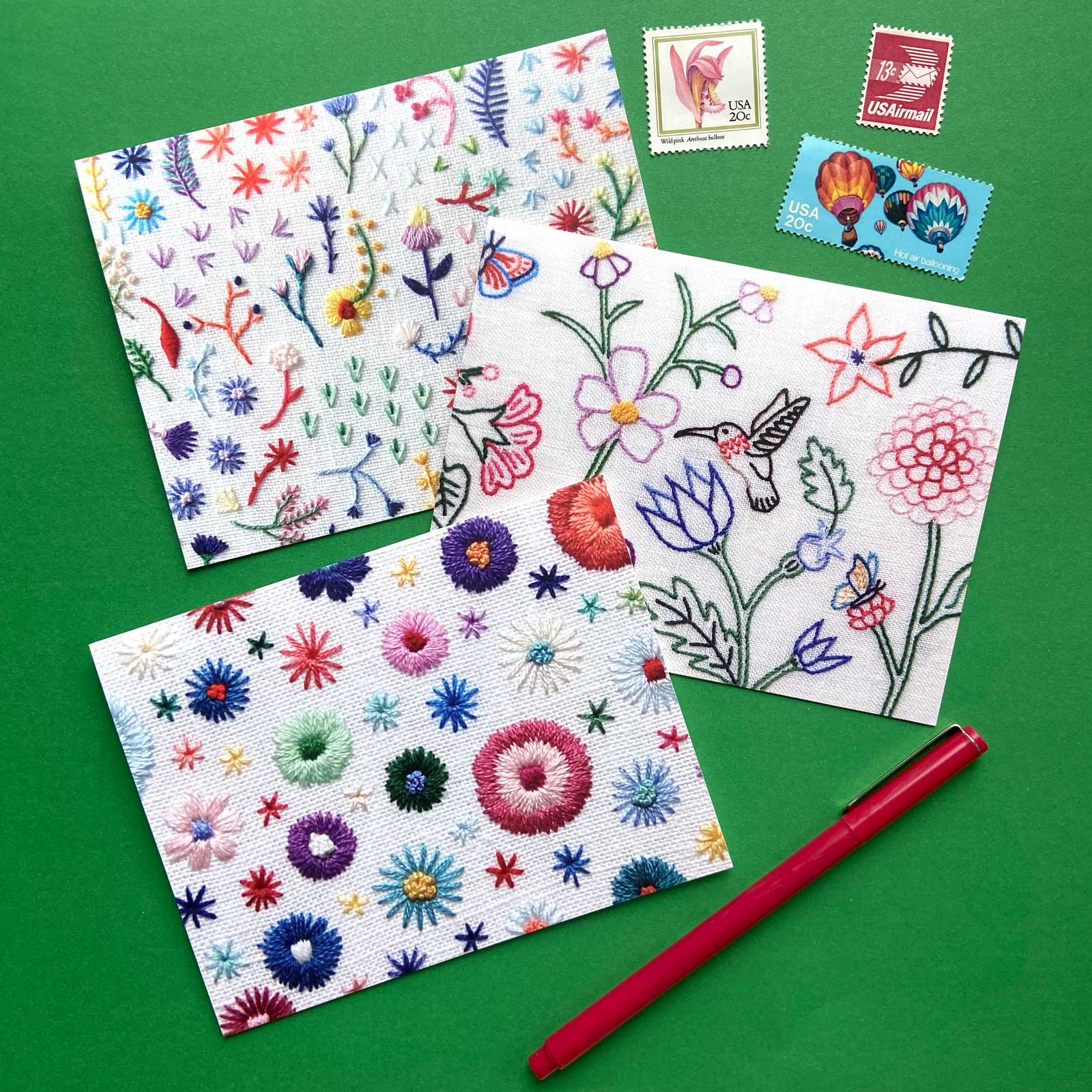 Hand Embroidered Photo Stationery - Millefiori