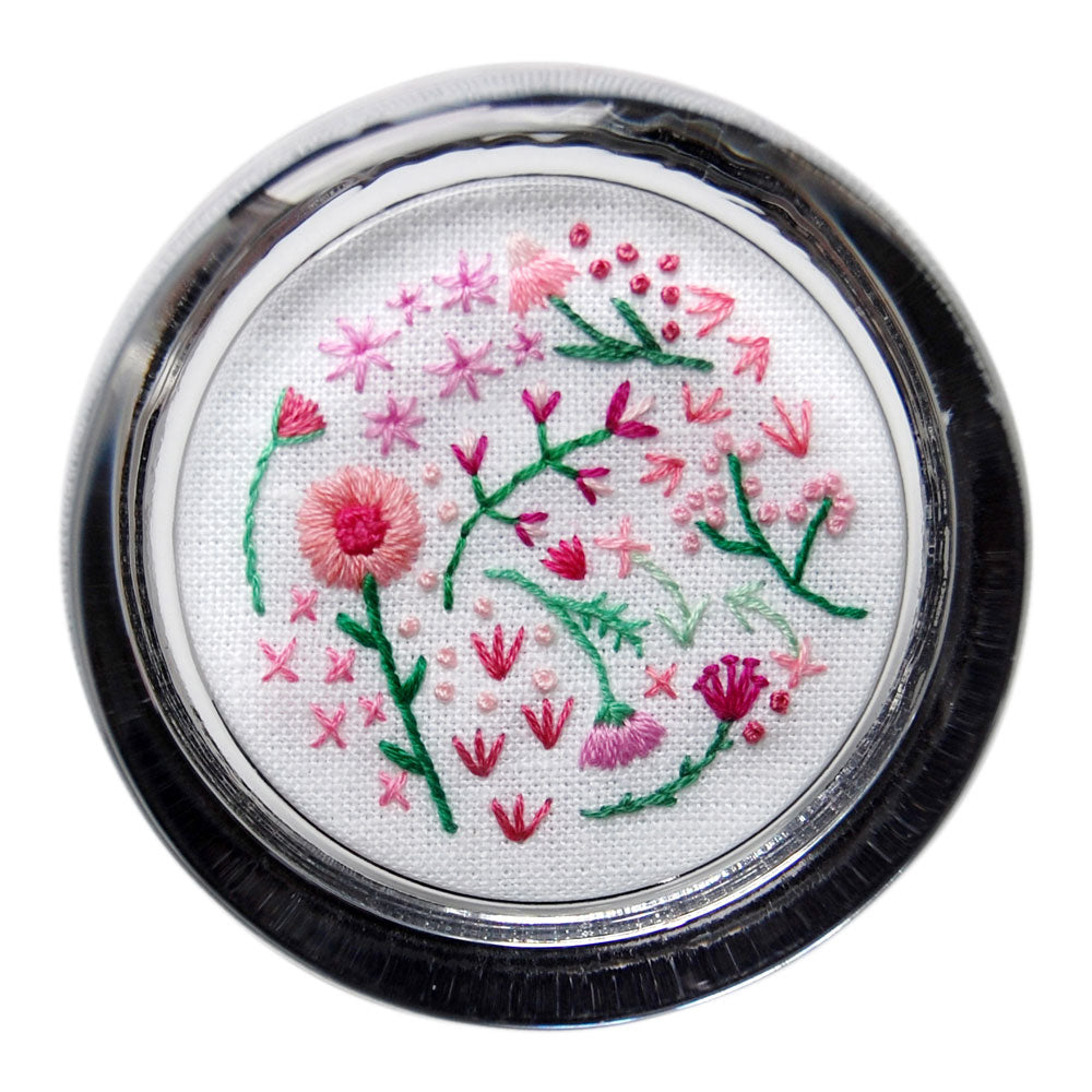 Happy Cactus Designs Hand Embroidered Paperweight. Image and design copyright Happy Cactus Designs.